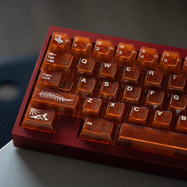 FBB Fossil Cherry Profile PC Amber Keycaps Set – mechkeysshop display picture 1