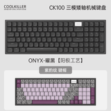 Coolkiller CK100 Low Profile Mechanical Keyboard Wireless mechkeysshop Blueberry Low-profile Switch‌ Black Anodized Purple Leopard Print Keycap Yes