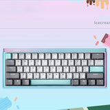 DURGOD K330W 61 Keys Three-mode Gaming Mechanical Keyboard mechkeysshop No light-ice cream Blue Switch 