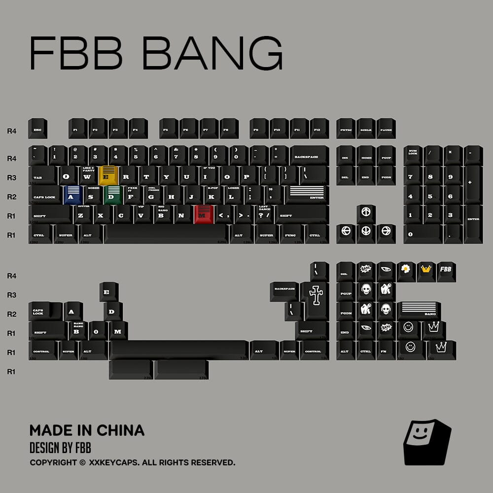 FBB BANG Cherry Profile PBT 1.7MM Black Keycaps Set – mechkeysshop