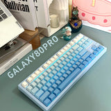 FEKER Galaxy80 Pro Aluminum Wireless Mechanical Keyboard mechkeysshop Blue-Three mode-Side printed White Jade 