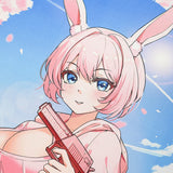 GITOPER Sakura Rabbit Police Anime Waterproof Gaming Mousepad mechkeysshop 