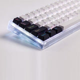Keydous NJ68 Three Mode Mechanical Keyboard mechkeysshop Transparent AP-Steel plate BOX White 