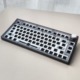 Keydous NJ80 Three Mode Keyboard Kit mechkeysshop Black Transparent AP Steel 