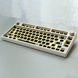 Keydous NJ80 Three Mode Keyboard Kit mechkeysshop Khaki AP Brass 