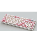 Keydous NJ98 Pink Three Mode Mechanical Keyboard mechkeysshop Pink White Taro Ice Cream Pro Steel