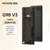 MCHOSE G98 V3 Three Mode Mechanical Keyboard mechkeysshop Black Gold Speed Gold Switch 