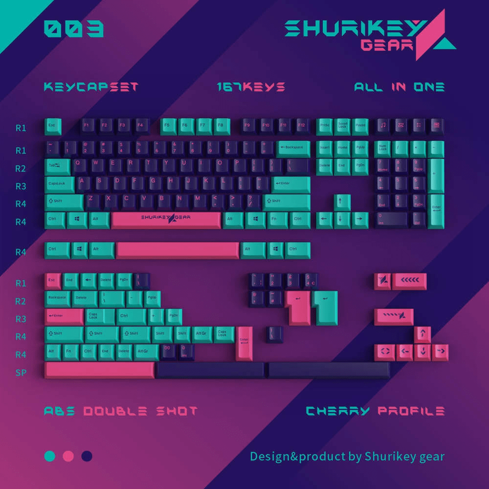 shurikey gear Shurikey Gear 167 Keys Cherry Double Shot ABS Keycaps – mechkeysshop