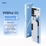 VGN V98 Pro V4 Custom Mechanical Keyboard – Tri-Mode Wireless Connectivity mechkeysshop Arctic Fox Switch – Arctic Limited Edition 