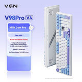 VGN V98 Pro V4 Custom Mechanical Keyboard – Tri-Mode Wireless Connectivity mechkeysshop Cow Pro Switch – Sea Salt 