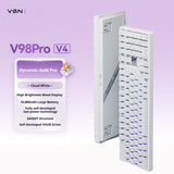 VGN V98 Pro V4 Custom Mechanical Keyboard – Tri-Mode Wireless Connectivity mechkeysshop Dynamic Gold Pro Switch – Cloud White 