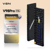 VGN V98 Pro V4 Custom Mechanical Keyboard – Tri-Mode Wireless Connectivity mechkeysshop Hyacinth Pro Switch – Dark Night 