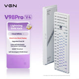 VGN V98 Pro V4 Custom Mechanical Keyboard – Tri-Mode Wireless Connectivity mechkeysshop Lightning Gold Switch – Cloud White 