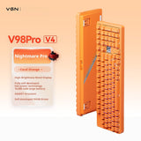VGN V98 Pro V4 Custom Mechanical Keyboard – Tri-Mode Wireless Connectivity mechkeysshop Night Demon Pro Switch – Coral Orange 
