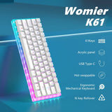 Womier K61/K61 PRO Compact 61 Keys Hotswap RGB Mechanical Keyboard mechkeysshop Womier K61 Blue Switch 