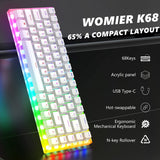 Womier K68 Hotswap RGB Mechanical Keyboard mechkeysshop K68 Blue Switch 