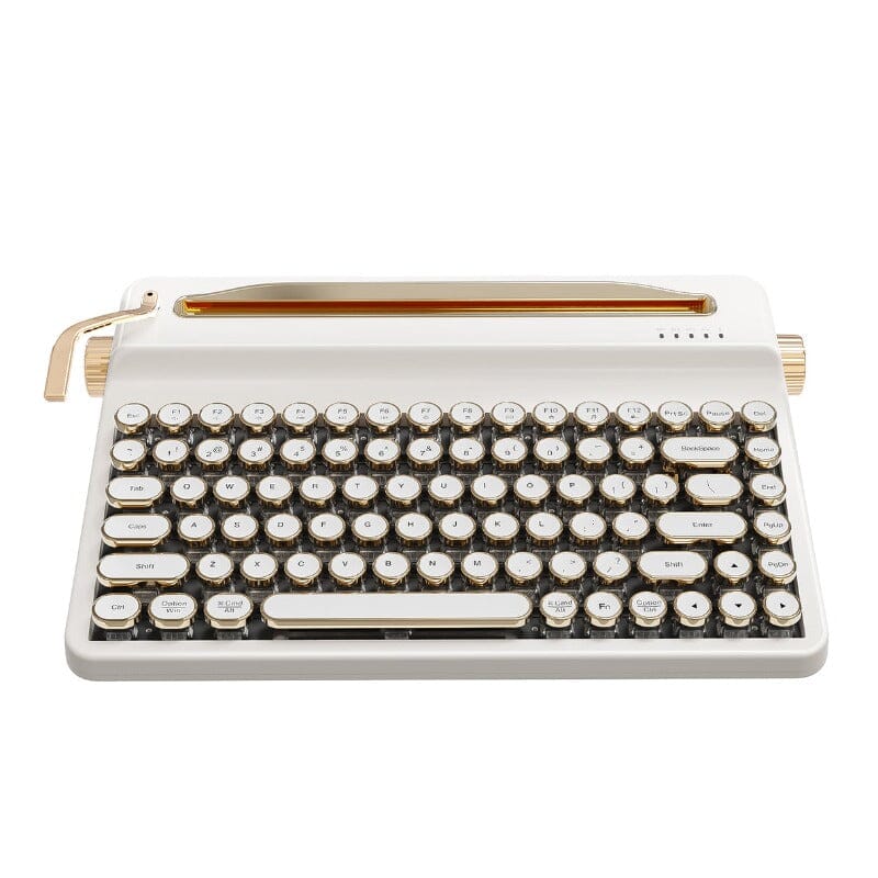 YUNZII QL75 Vintage Retro Typewriter QMK/VIA Mechanical Keyboard mechkeysshop White Onyx Tactile Switch 