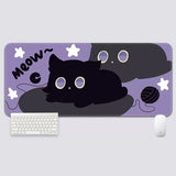YUZNII Oversized Cartoon Kitten Mouse Pad Desk Mat mechkeysshop 800*300mm Lying cat 