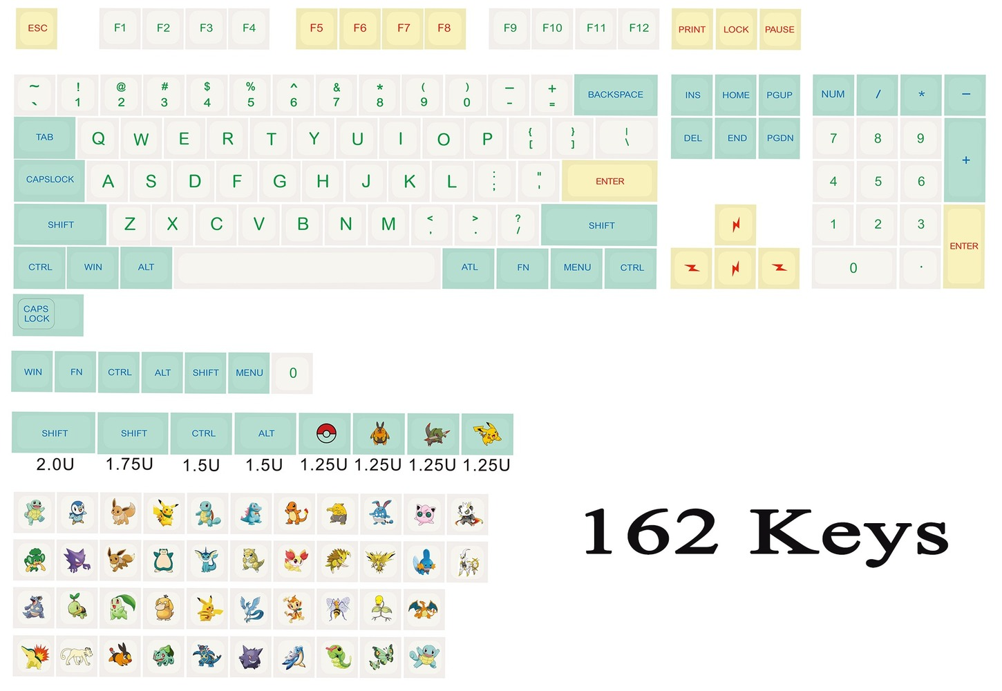G-MKY Pokemon PBT XDAS Profile Keycaps