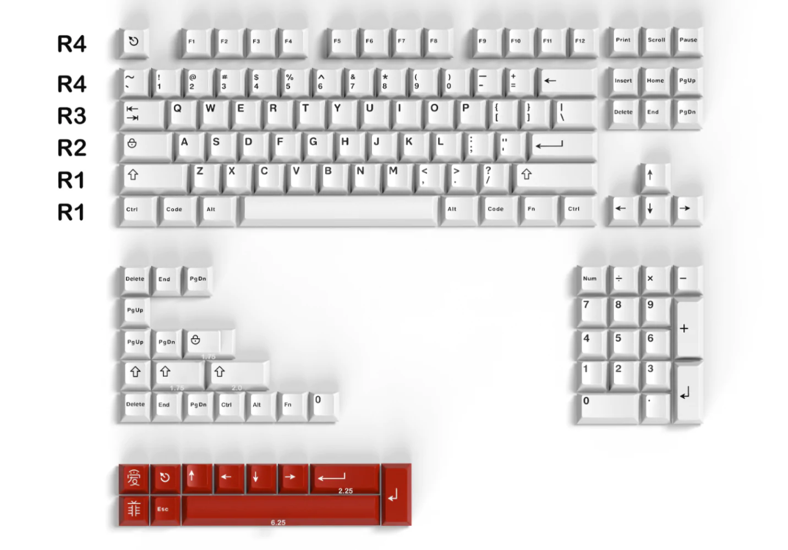 G-MKY Black&White Cherry Profile Keycaps Set