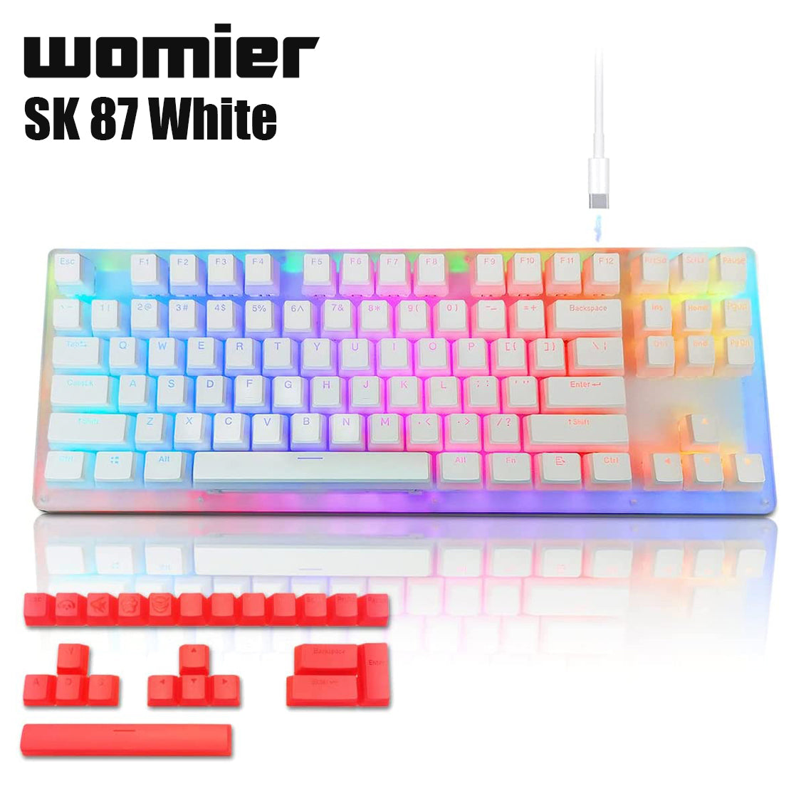 Womeir SK87 Pudding Keycaps RGB Hotswap Mechanical Keyboard
