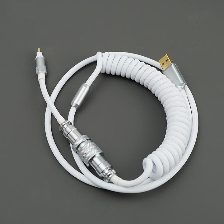 YUNZII Silver White Custom Coiled Aviator USB Cable