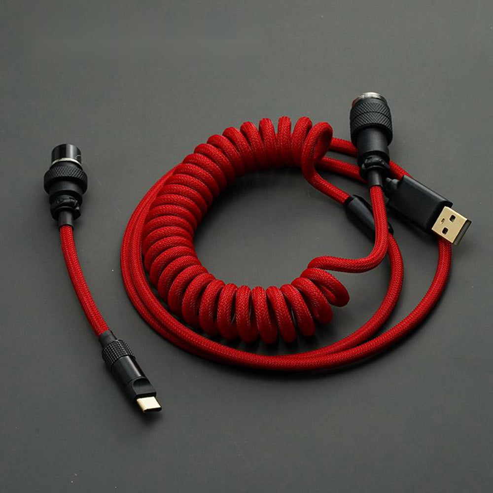 YUNZII Black Red Custom Coiled Aviator USB Cable – mechkeysshop