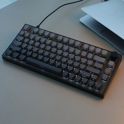 Keydous NJ80-AP Side Printed Black Transparent Mechanical Keyboard ...