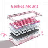 CoolKiller CK75 Pink Transparent Three Mode Mechanical Keyboard