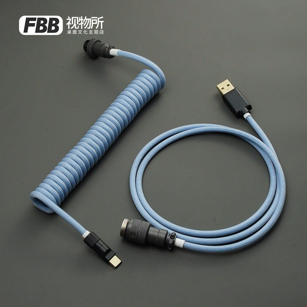 FBB GMK Custom Coiled Type-C Cable mechkeysshop JTK Arctic 1.2m 