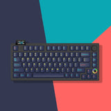 HELLOGANSS XS 75T LCD Three-Mode Mechanical Keyboard mechkeysshop Dark Blue Yuepo Silver 