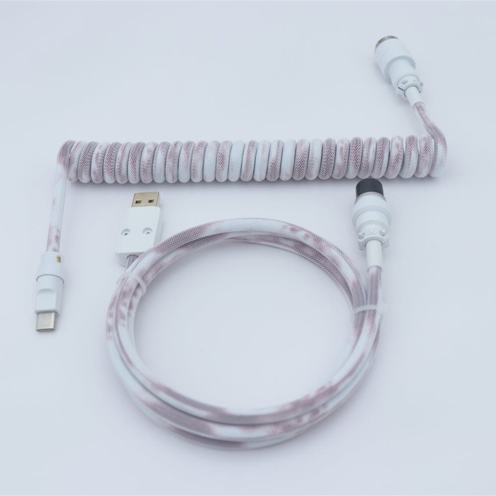 YUNZII Gradient Color Custom Coiled Aviator USB Cable Cord mechkeysshop Adzuki Bean Milk Ice USB-A→Type-C 