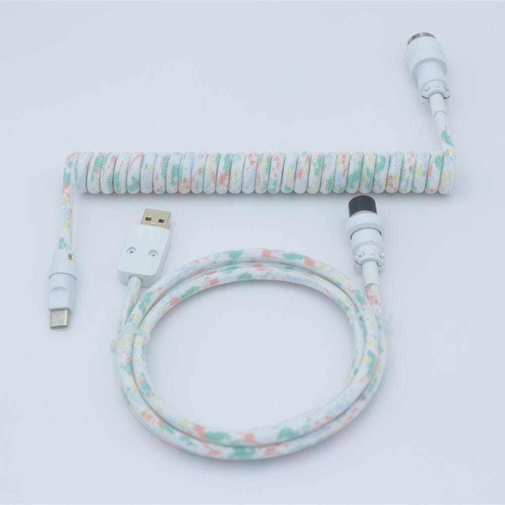 YUNZII Gradient Color Custom Coiled Aviator USB Cable Cord mechkeysshop Floral USB-A→Type-C 