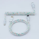 YUNZII Gradient Color Custom Coiled Aviator USB Cable Cord mechkeysshop Floral USB-A→Type-C 
