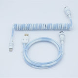 YUNZII Gradient Color Custom Coiled Aviator USB Cable Cord mechkeysshop Gradient White & Blue USB-A→Type-C 