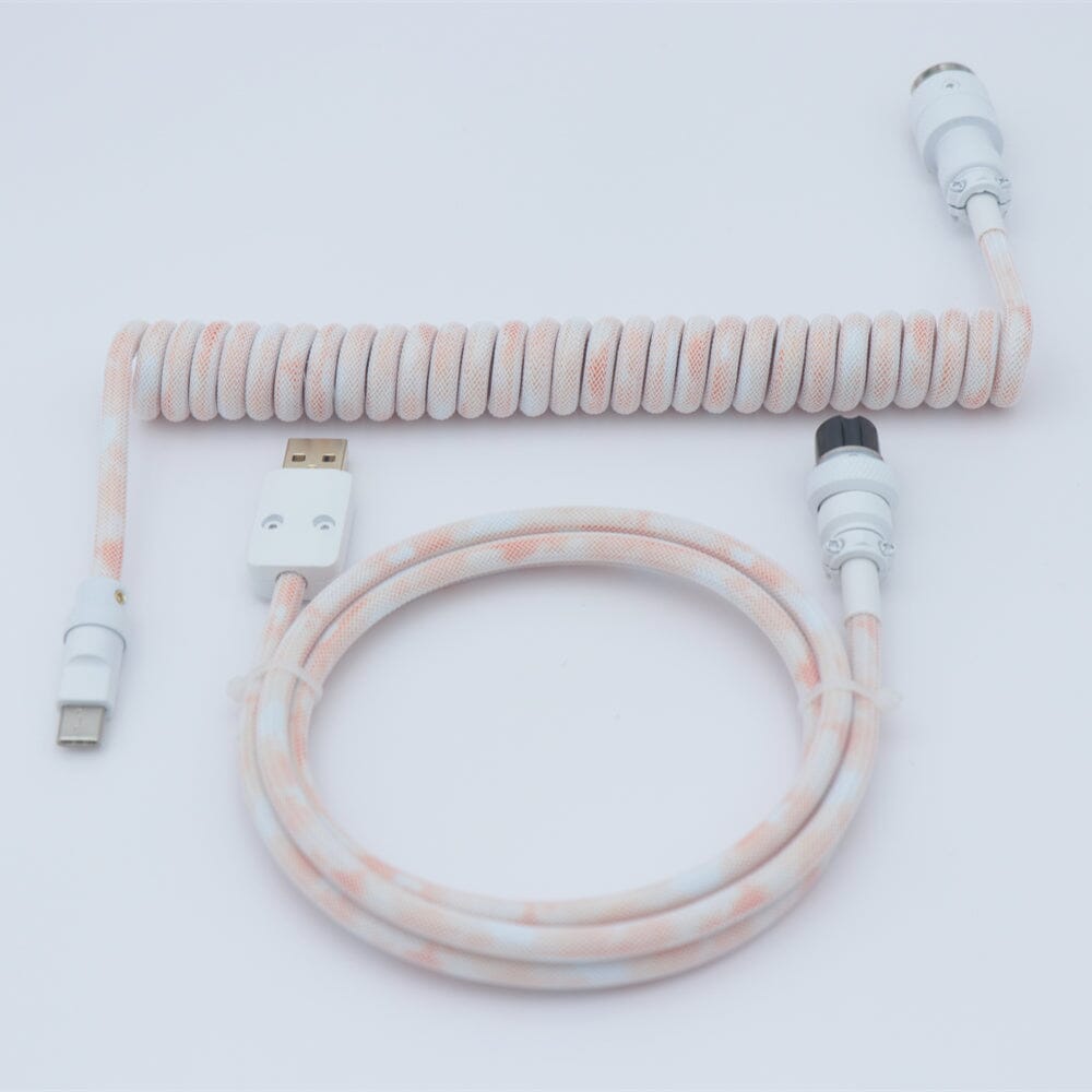YUNZII Gradient Color Custom Coiled Aviator USB Cable Cord mechkeysshop Grapefruit Skin Ice Ball USB-A→Type-C 