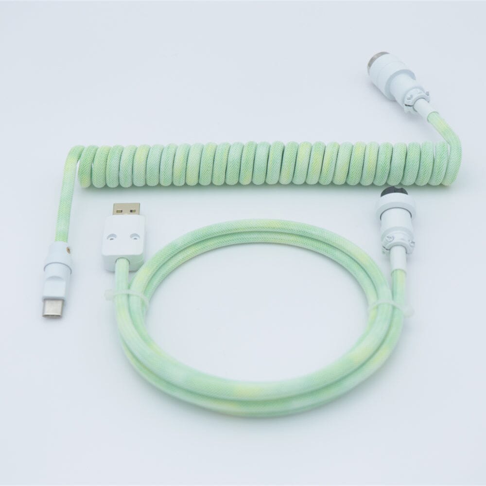 YUNZII Gradient Color Custom Coiled Aviator USB Cable Cord mechkeysshop Lemongrass Green USB-A→Type-C 