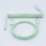 YUNZII Gradient Color Custom Coiled Aviator USB Cable Cord mechkeysshop Lemongrass Green USB-A→Type-C 