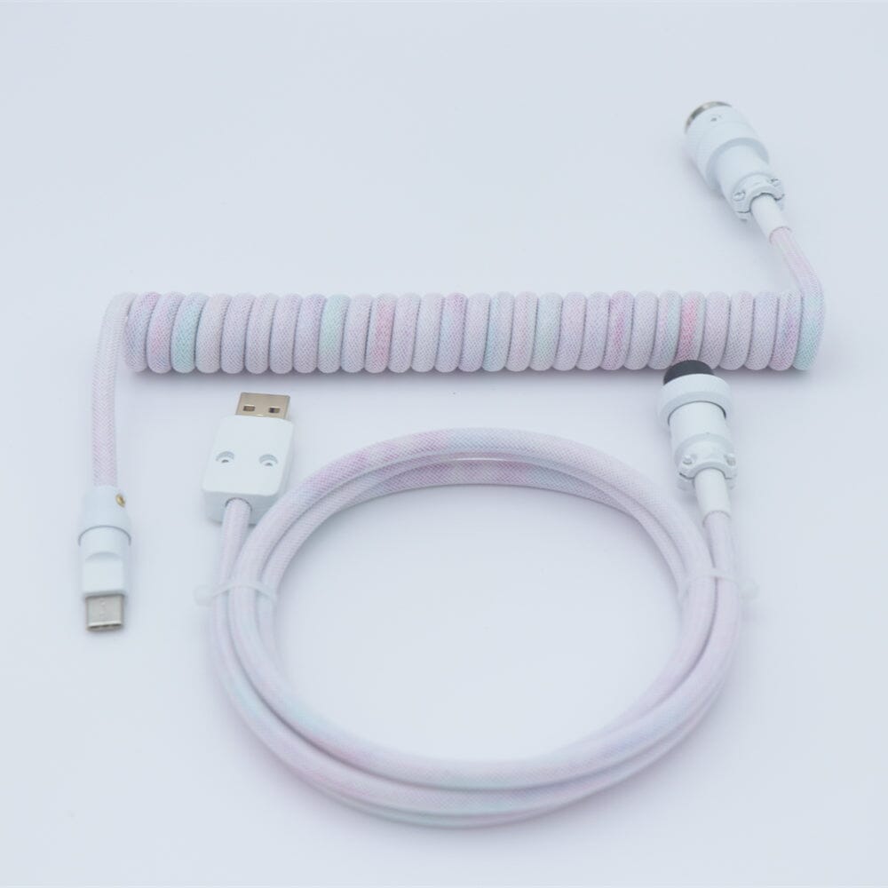 YUNZII Gradient Color Custom Coiled Aviator USB Cable Cord mechkeysshop Macaroon Purple USB-A→Type-C 