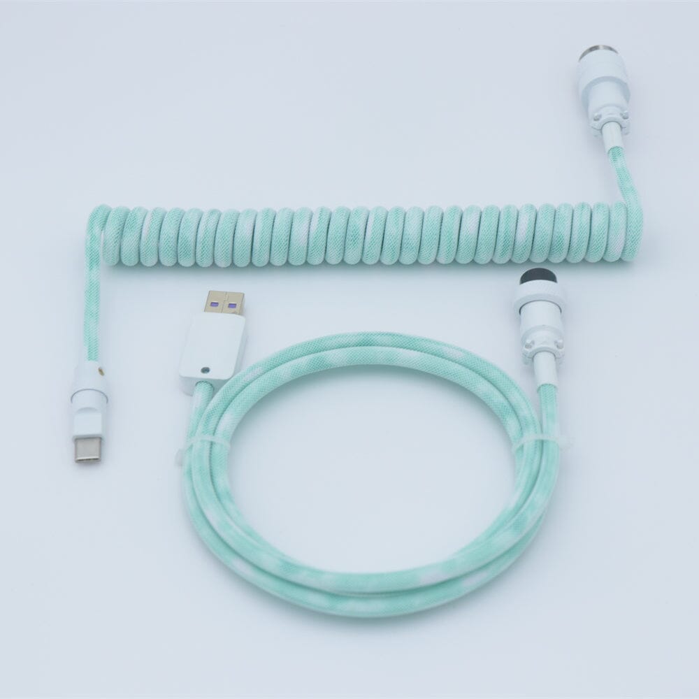 YUNZII Gradient Color Custom Coiled Aviator USB Cable Cord mechkeysshop Mint Milk USB-A→Type-C 