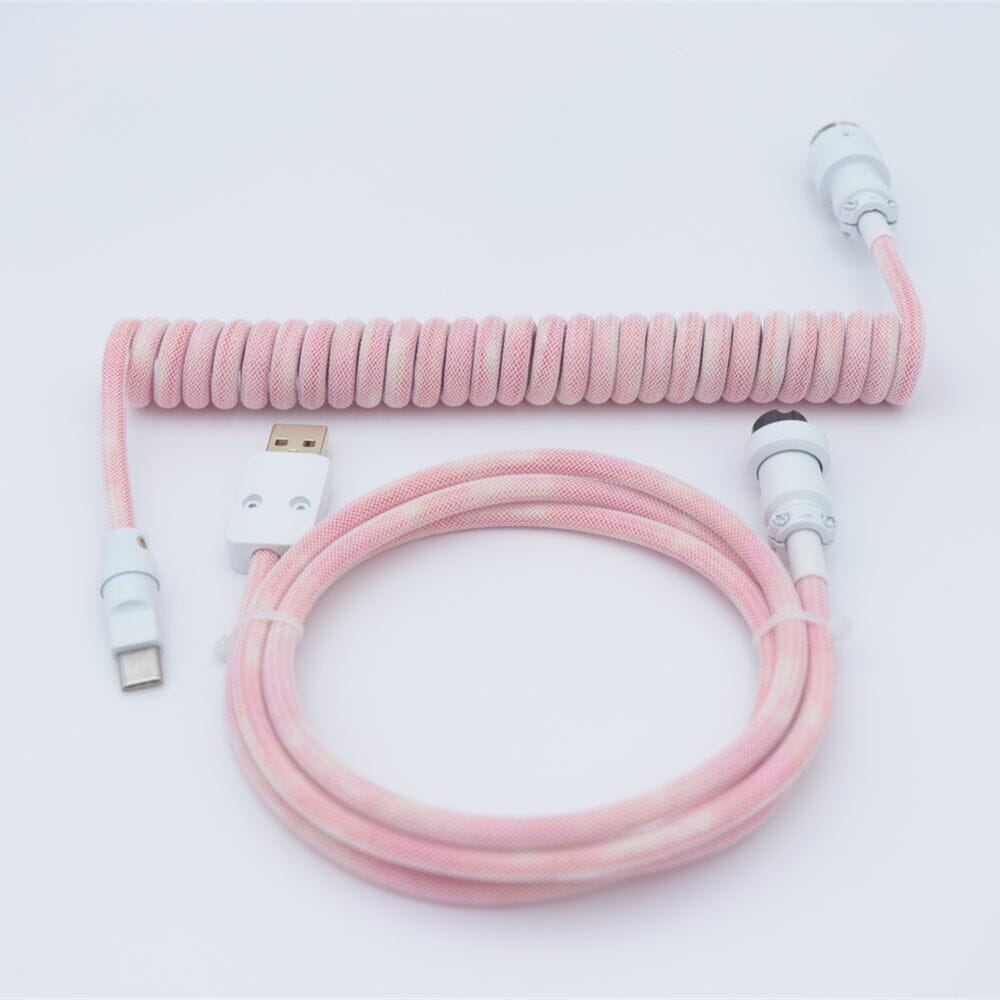 YUNZII Gradient Color Custom Coiled Aviator USB Cable Cord mechkeysshop Peach USB-A→Type-C 
