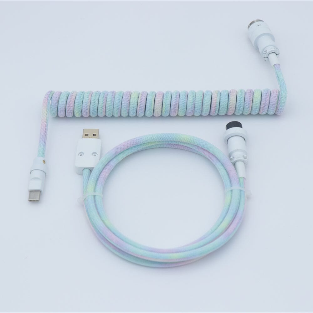 YUNZII Gradient Color Custom Coiled Aviator USB Cable Cord mechkeysshop Phantom Color USB-A→Type-C 