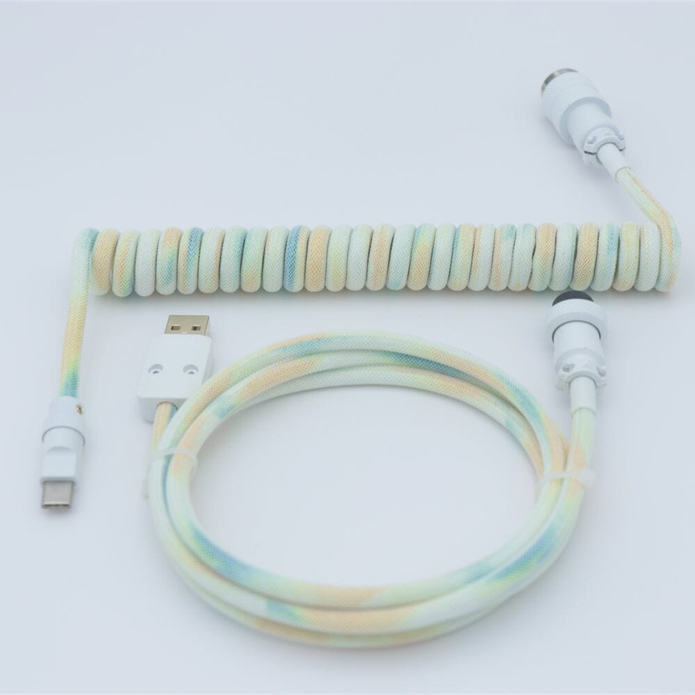 YUNZII Gradient Color Custom Coiled Aviator USB Cable Cord mechkeysshop Sunrise Impressions USB-A→Type-C 
