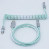 YUNZII Gradient Color Custom Coiled Aviator USB Cable mechkeysshop White Cyan USB-A→Type-C 