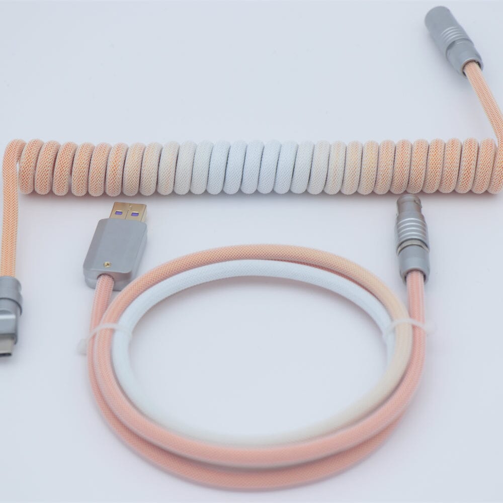 YUNZII Gradient Color Custom Coiled Aviator USB Cable mechkeysshop White Orange USB-A→Type-C 
